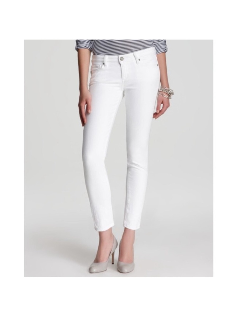 Paige White Skyline Ankle Peg Slim Crop Women's Jeans 27